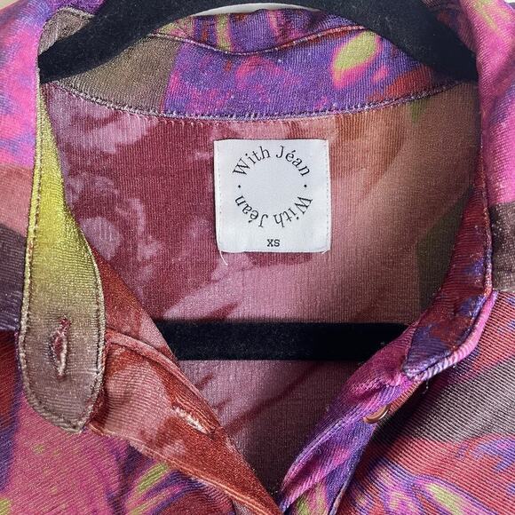 With Jean With x Lord Newry Andy Mini Dress Ruched flower lady Purple SizE XS - Picture 4 of 8